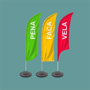 Wind Banner Tecido Oxford  Frente e Verso  Costura overlock 